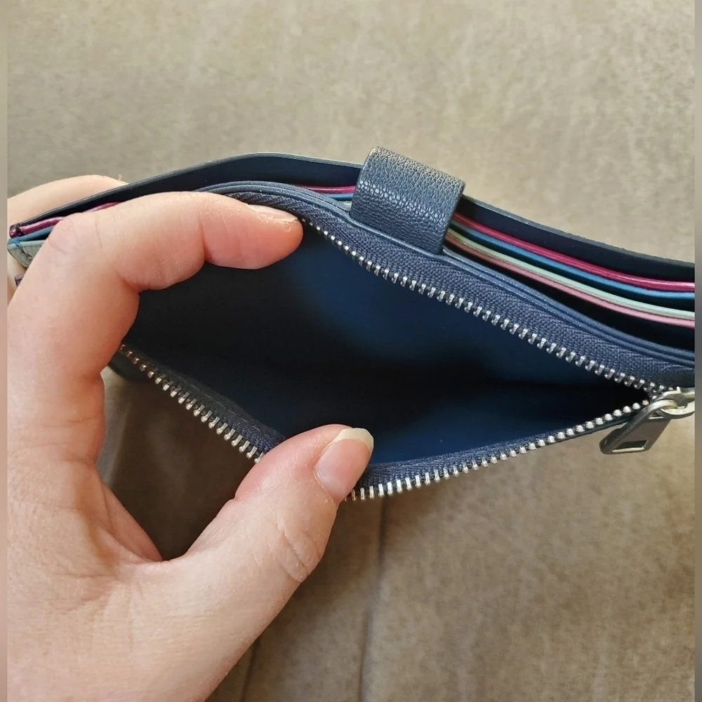 Fossil Vale Medium Leather Tab Wallet Midnight Navy